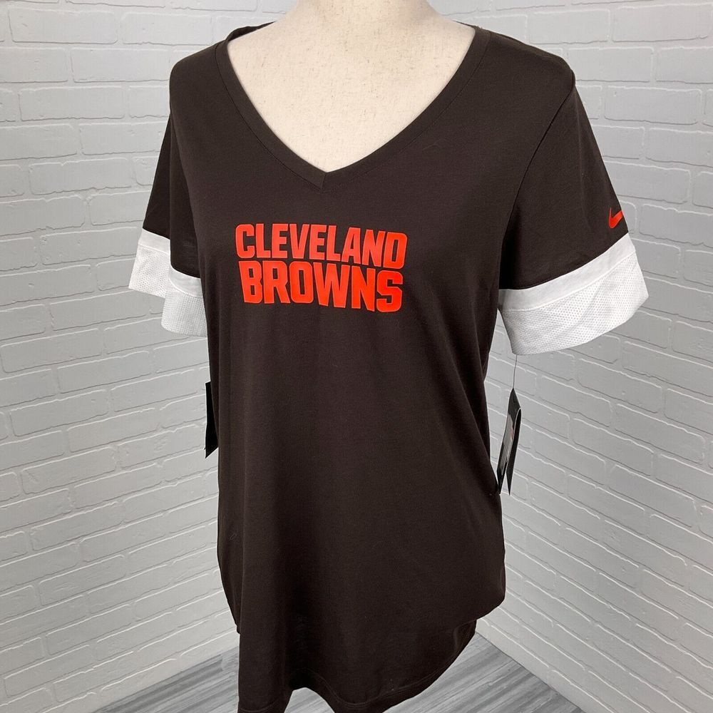 Nike Top Women Large‎ Brown Orange CLEVELAND BROWNS Dri-Fit Jersey Football NWT